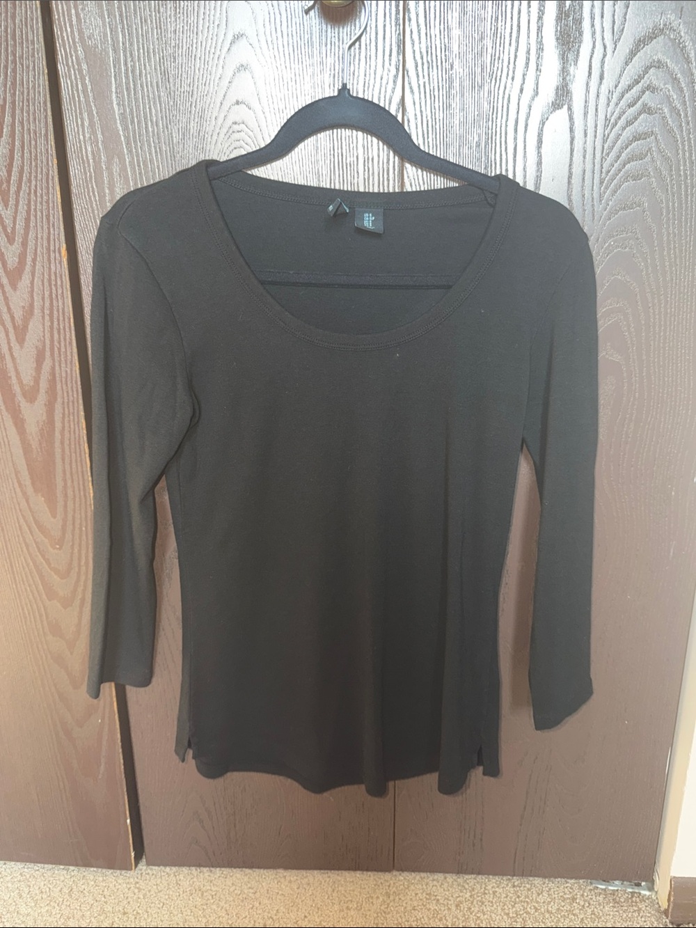 Cynthia Rowley Black Long Sleeve Scoop Neck Top